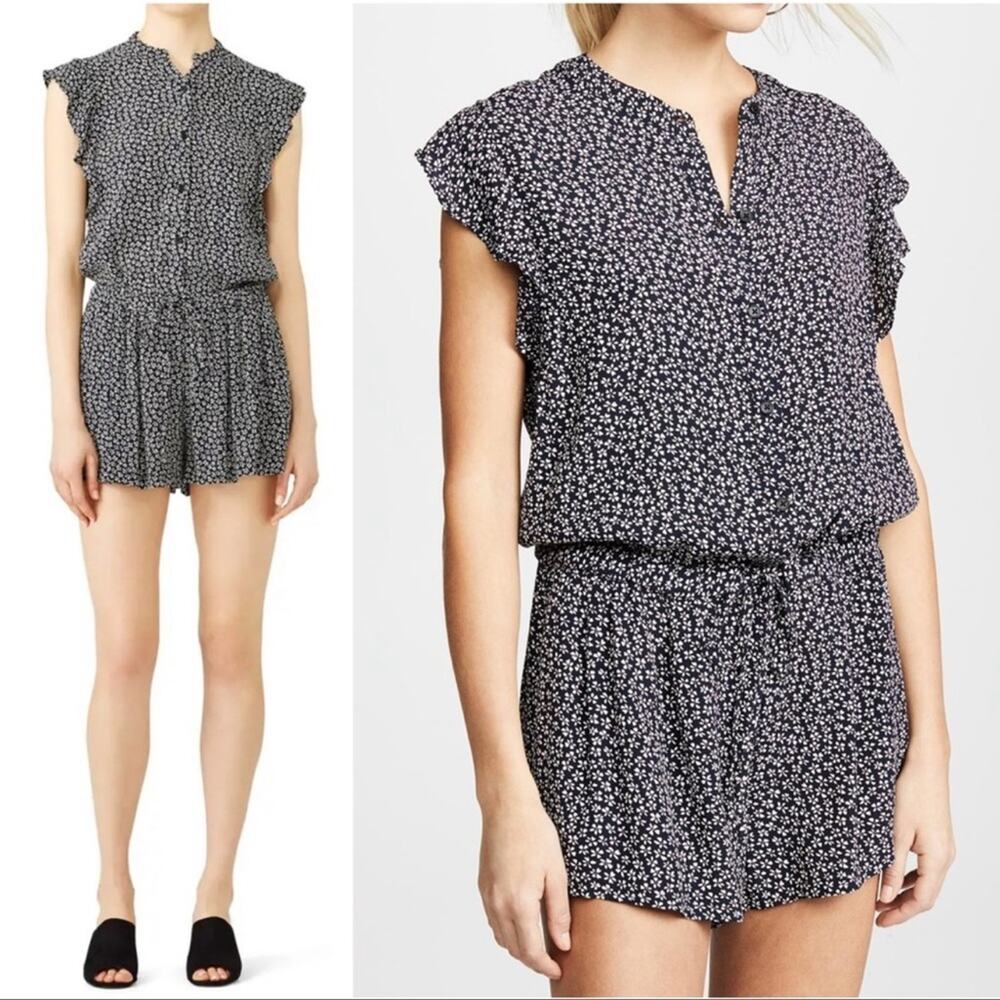 Rails Ellie Button-Front Floral-Print Romper S - image 1